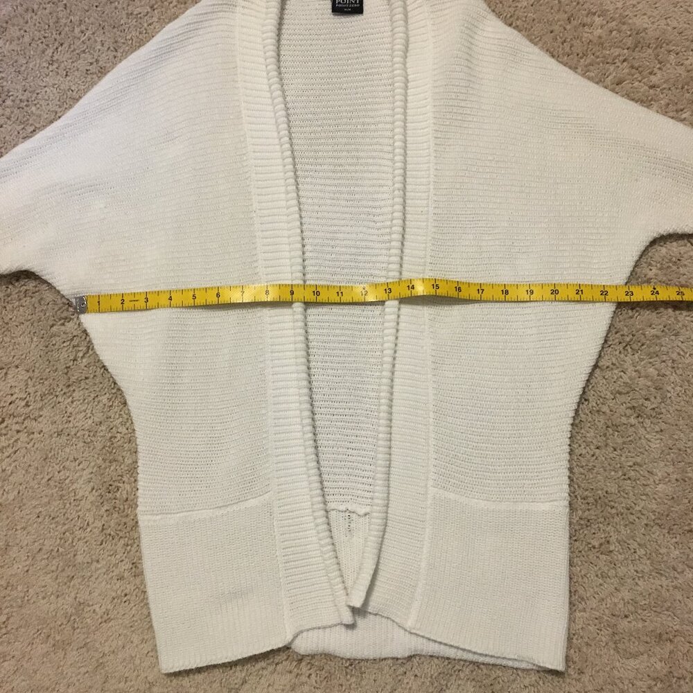 Point Zero White Knit Bat Sleeve Open Front Cardigan Medium Bohemian - Picture 13 of 16